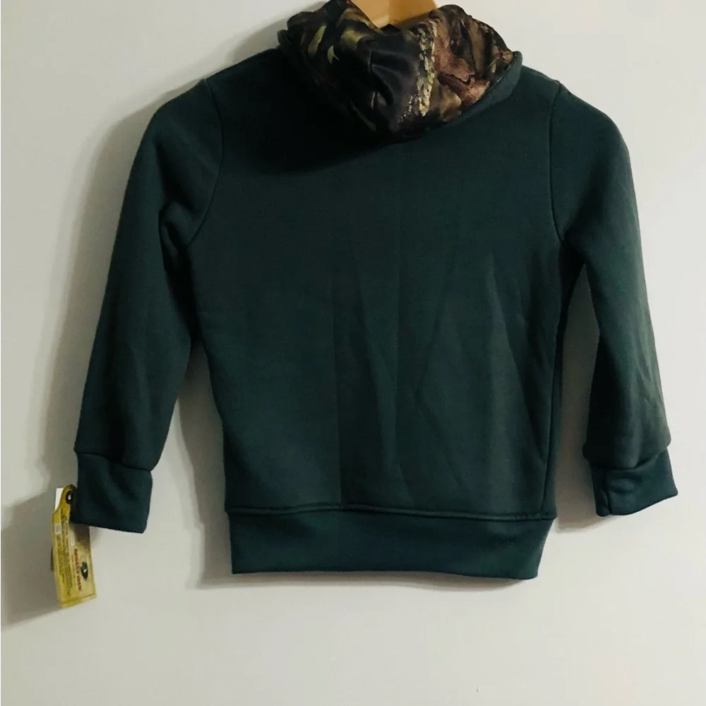 Mossy Oak boy’s hoodie Kangaroo Pockes pull over long sleeve gray/camo.5/6